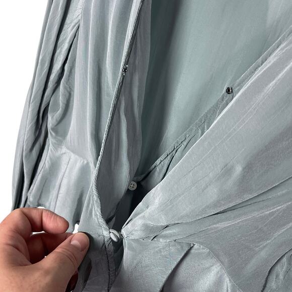 MADEWELL Women’s Bell-Sleeved Wrap Top in Faded River Gray size 10 - Picture 5 of 6